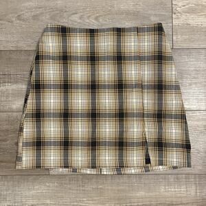 Urban Outfitters Plaid Mini Skirt Small Black & Yellow Pockets Preppy Y2K